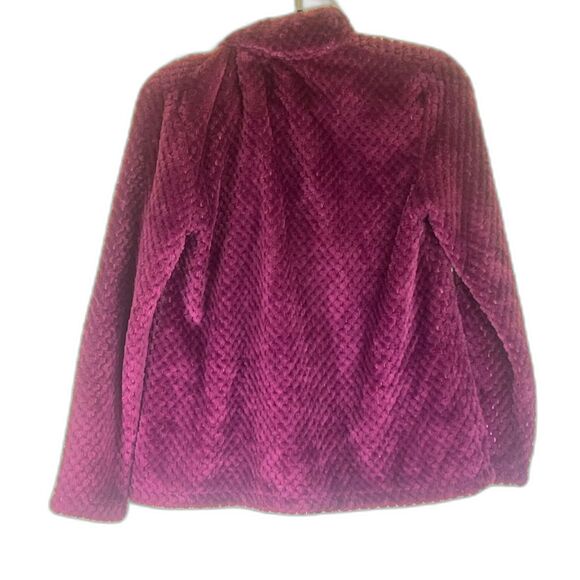 Women's Cuddl Duds Super Soft Textured Wine Zip Up Sweater - Size Small - Picture 2 of 5